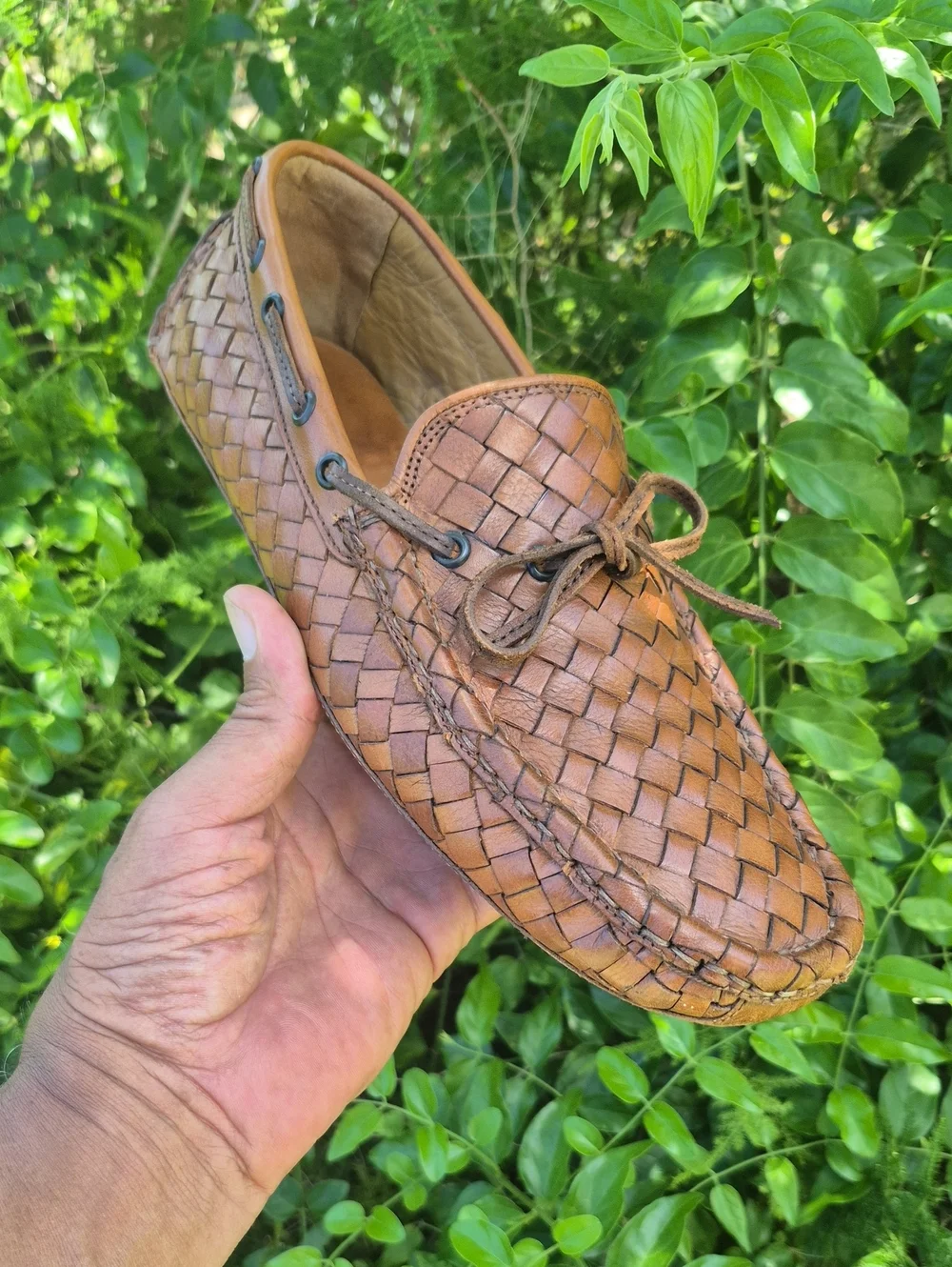 Trask (Italy) Men's Woven Genuine Leather Luxury Driving Loafers *VIBRAM SOLE*